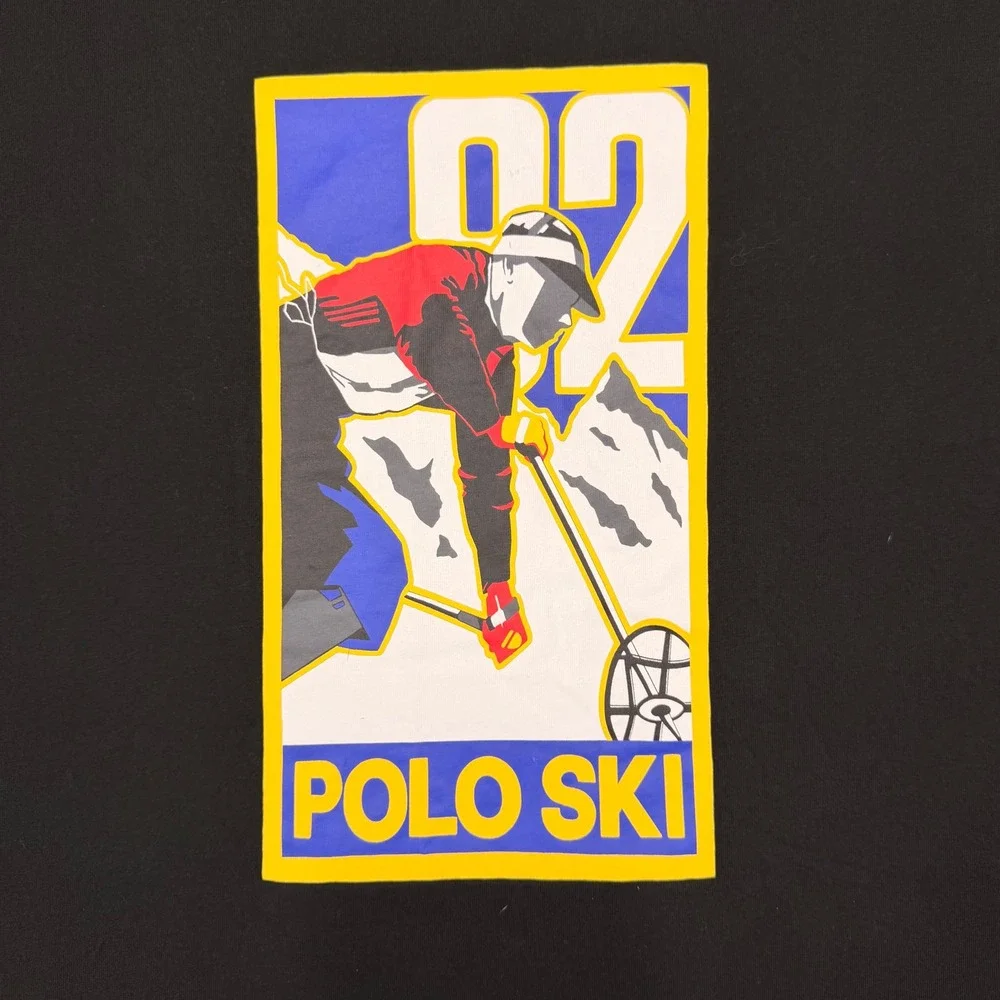 Polo Ralph Lauren Mens Polo Ski 92 Graphic T-Shirt Black Classic Fit Large